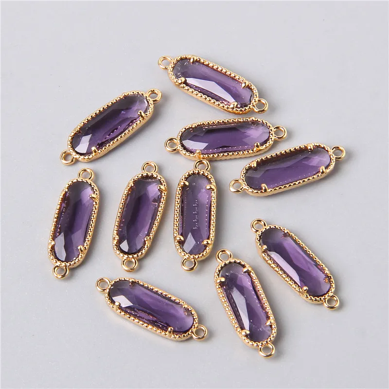 10PCS Oval Glass Crystal Beads Connector 7x20mm Glass Pendant Charms for Jewelry Making DIY Bracelet Necklace Wholesale