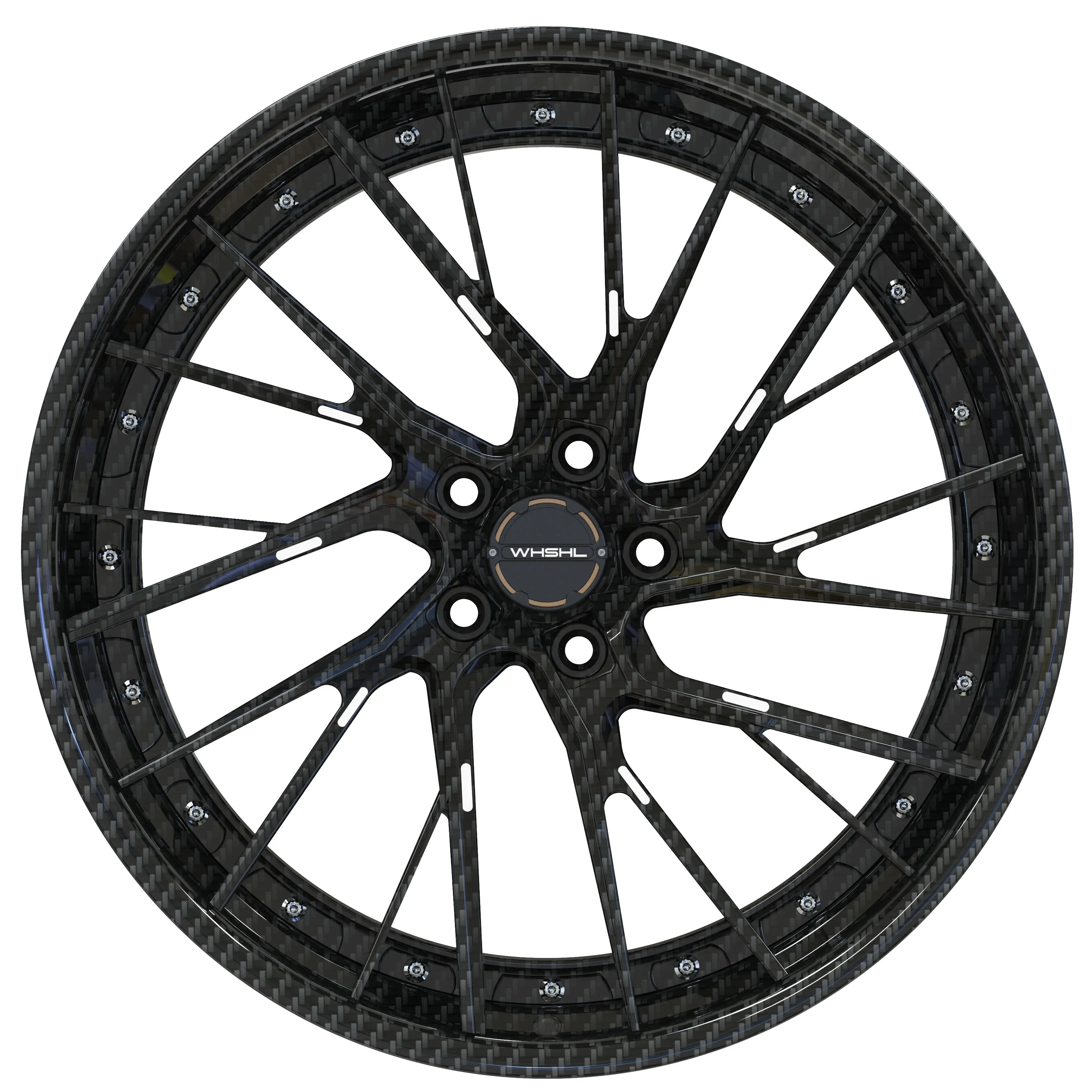 2 piece high-quality glossy black all carbon fiber concave deep disc, newly designed wheel rim 17 18 19 20 21 22 23 24 inches