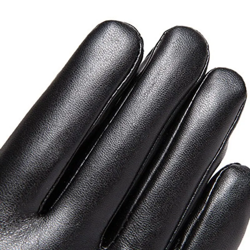 Men Gloves Black Winter Mittens Keep Warm Touch Screen Windproof Driving Guantes Male Autumn Winter PU Leather Gloves Business