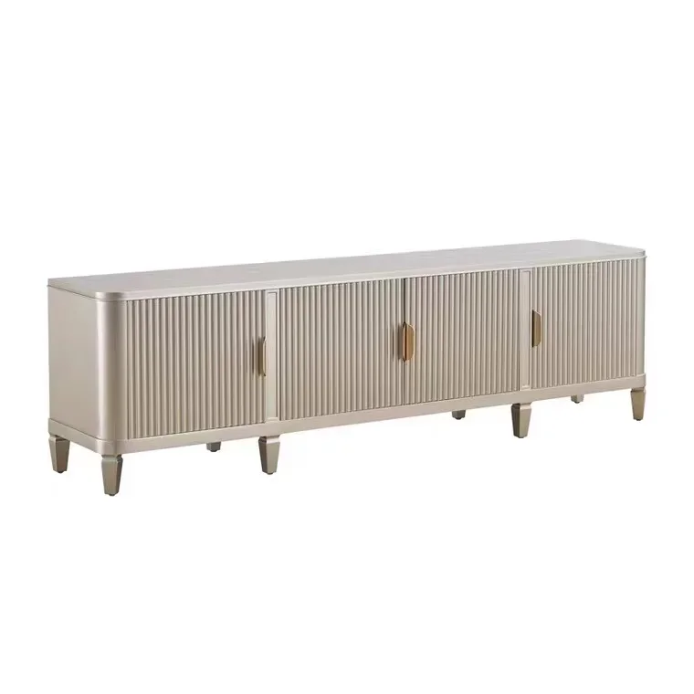 

American light luxury solid wood TV cabinet modern simple small apartment living room video cabinet champagne line floor cabinet