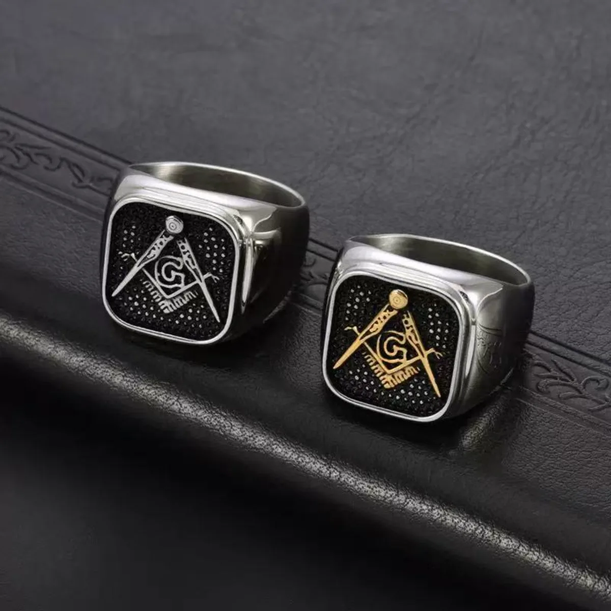 Retro Silver Color Freemasonry Rings for Men Hand Carving Masonic All-seeing Eye Shaped Stainless Steel Punk Jewelry Size 5-15