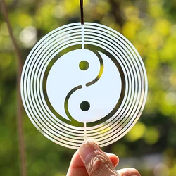 Whirligig 3D Yin Yang rüzgar Spinner Catcher paslanmaz çelik Feng Shui Tai Chi rüzgar çanları ayna yansıtıcı bahçe asılı dekorlar