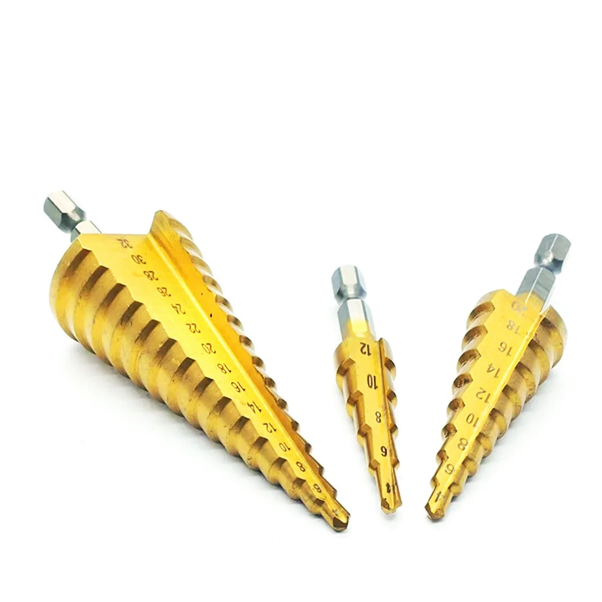 A95G Pagoda Drill 4-12 4-20 4-32 Hexagonal Handle Straight Slot Three-Piece Set Hole Reamer Step Drill Step Drill