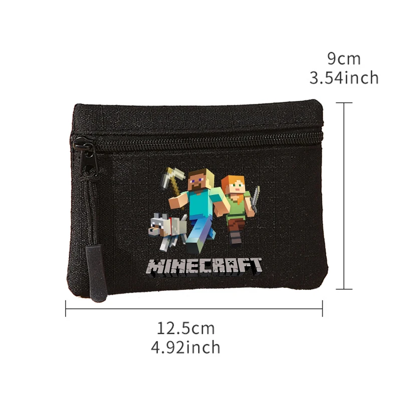 Miner Crafting Pixel Canvas Wallet Mini Cartoon Coin Purse Zipper Money Pouch Credit Card Holder Kawaii Key Storage Bag Gifts view 2