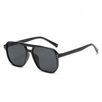 Fashionable Large Frame Retro Sunglasses Double Bridge Rice Nail Design Anti-UV Sun Protection Eyewear for Men Women