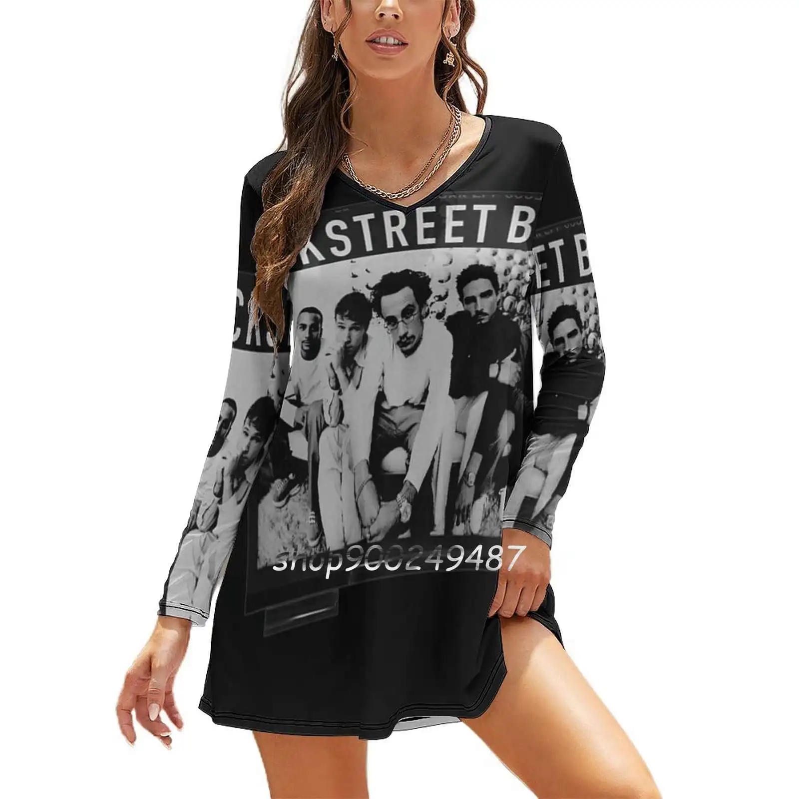 

Backstreet Boys-Film Photo Dresses For Women A-Line Korea Style Slim Long Sleeve Dress Backstreet Boys Film