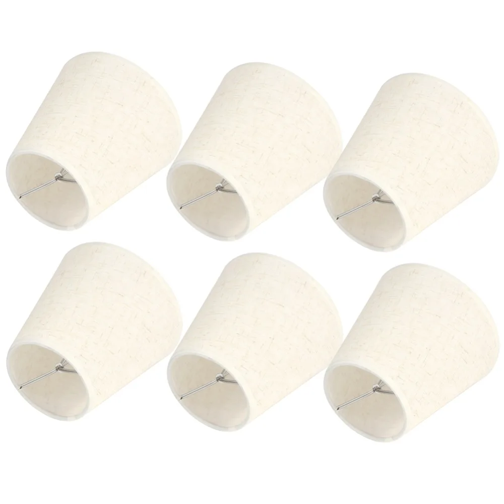 

6PCS Nordic Beige Color Cloth Lamp Shades Metal Cloth PVC Clip On Linen Lampshade Fabric Lamp Covers Wall Lamp
