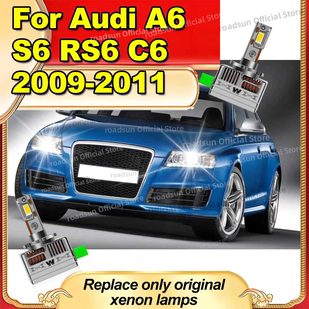 

2Pcs 50000LM LED CANBUS Headlight Bulbs 1:1 HID Xenon Lights 6000K Lamps For Audi A6 S6 RS6 C6 2009 2010 2011