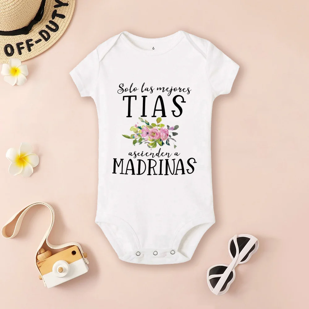 Would You Be My Godmother & Godfather Print Baby Bodysuits Baby Ask for Madrina Padrino Baptism Clothes Summer Infant Jumpsuits