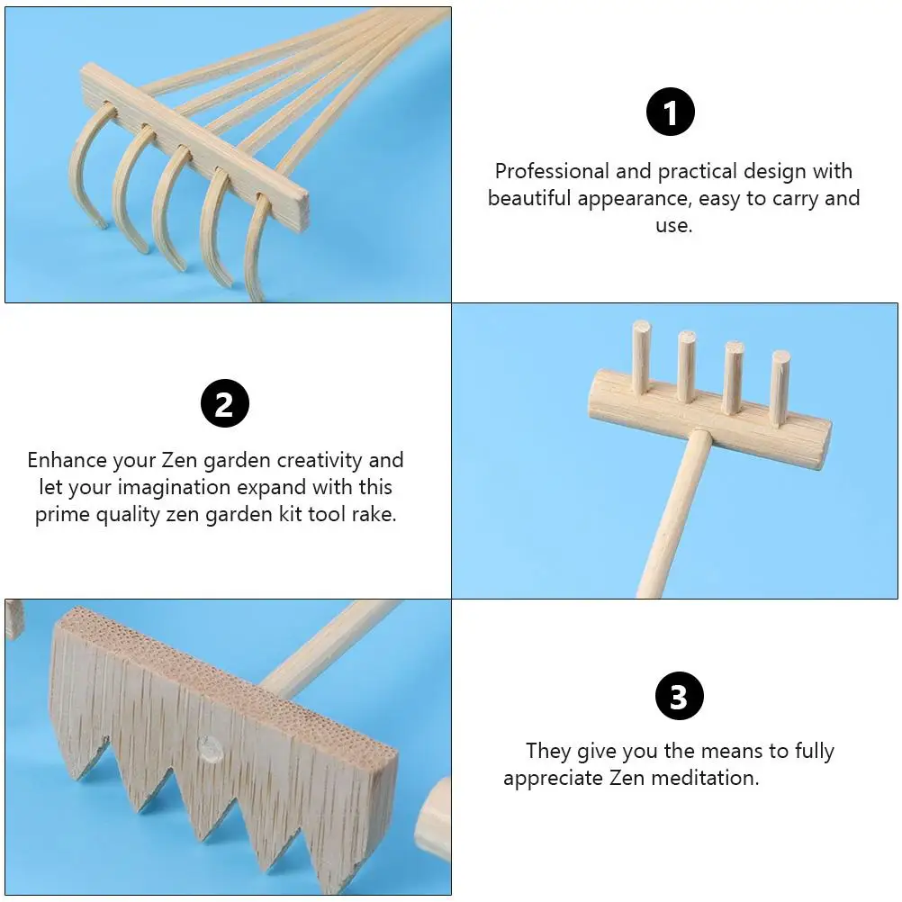 6pcs Mini Bamboo Rake Zen Garden Tool Sandbox Accessories Meditation Decoration Sand Table Toy Play Sand Tools Beach Pool Water