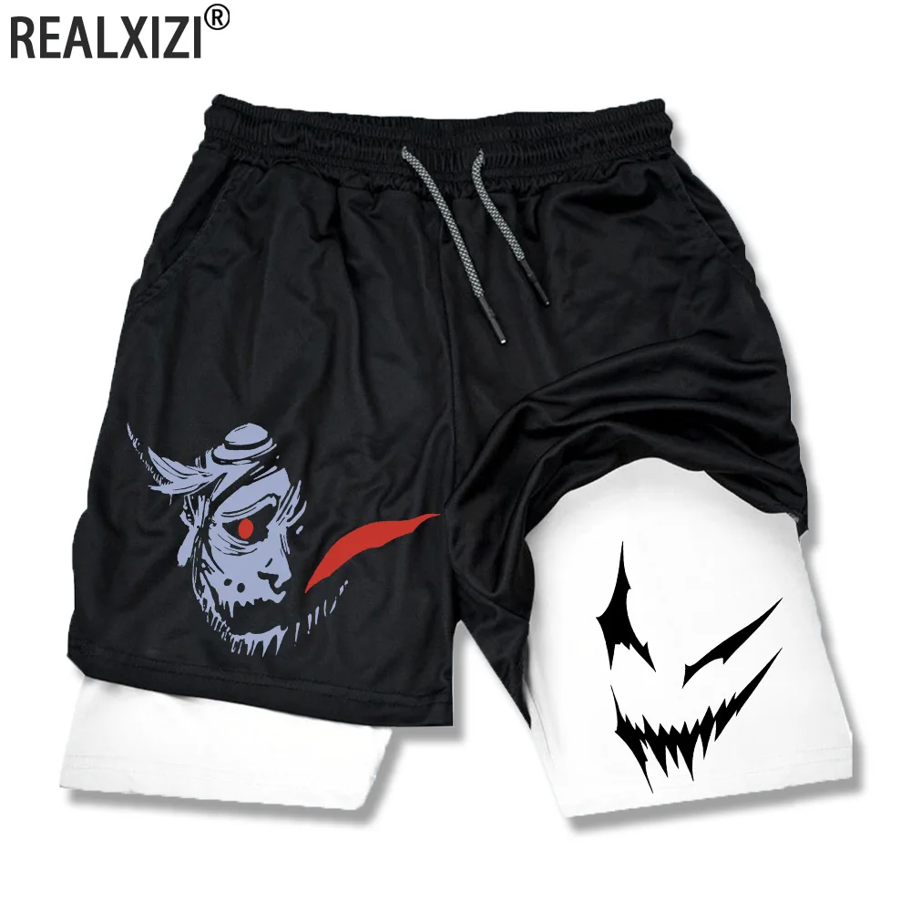 

Мужские компрессионные спортивные шорты для бега 2 в 1, с карманами для телефона, быстросохнущие сетчатые шорты для тренировок в тренажерном зале