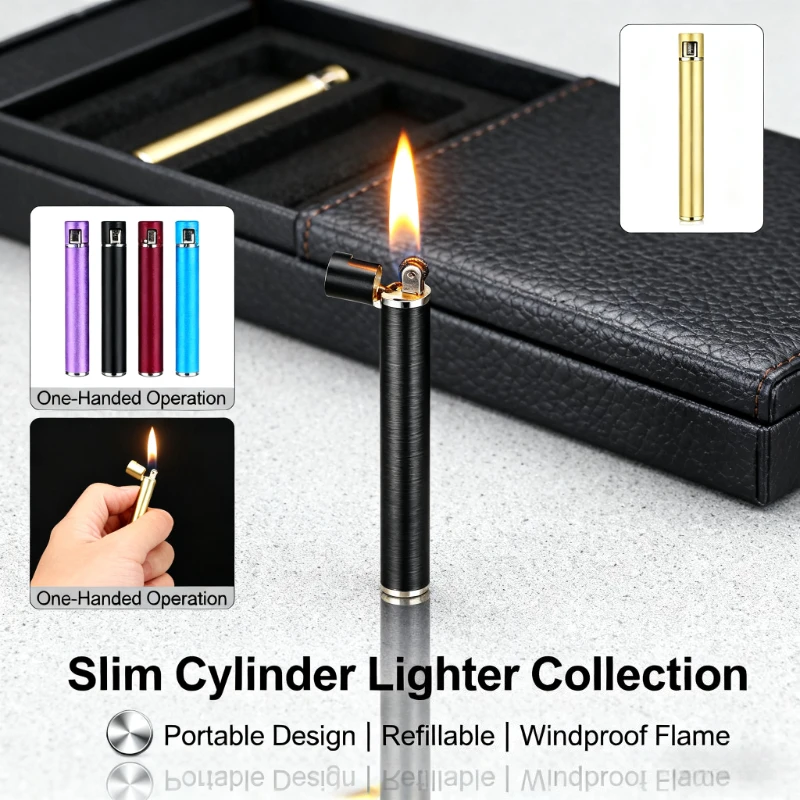 

Premium New Cute Lighter - Mini Compact Cigaretteshaped, Metal Grinding Wheel Butane Open Flame, Smoking Accessory Tool