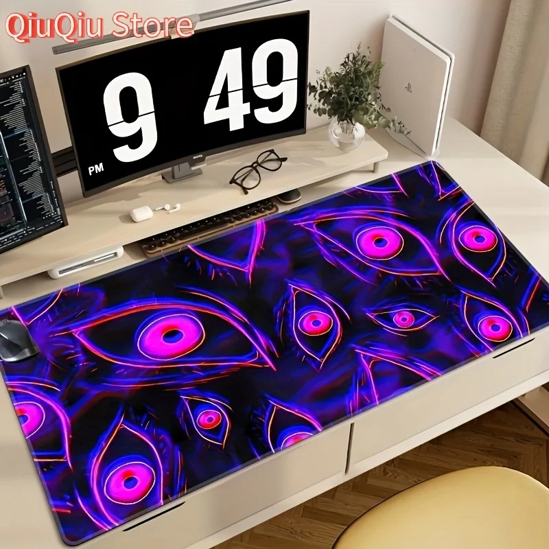 

Large Non-Slip Gaming Mouse Pad with Thick Sewn Edges - Durable Desk Mat for Home Office & PC Gaming, Vibrant Purple & Black Eye