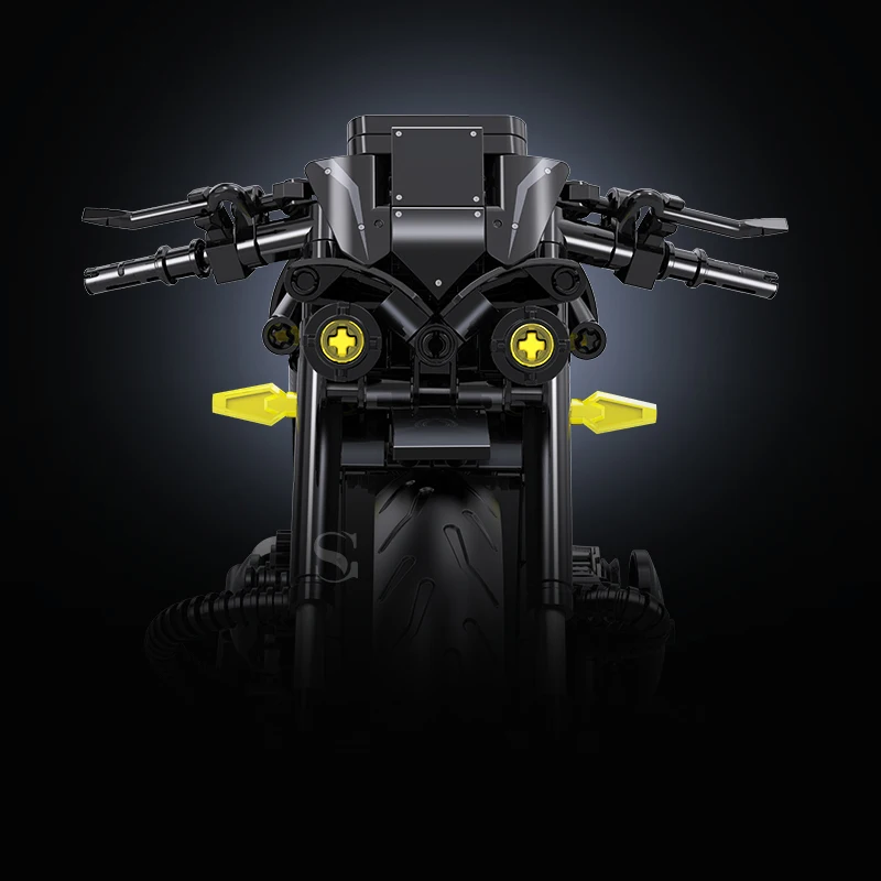 Nieuwe 500 + stks Super Racing Dark Motorcycle Technische DIY Blokken Motor Model MOC Bricks Sets Cadeaus voor Jongens Volwassen kinderen Speelgoed 1:8