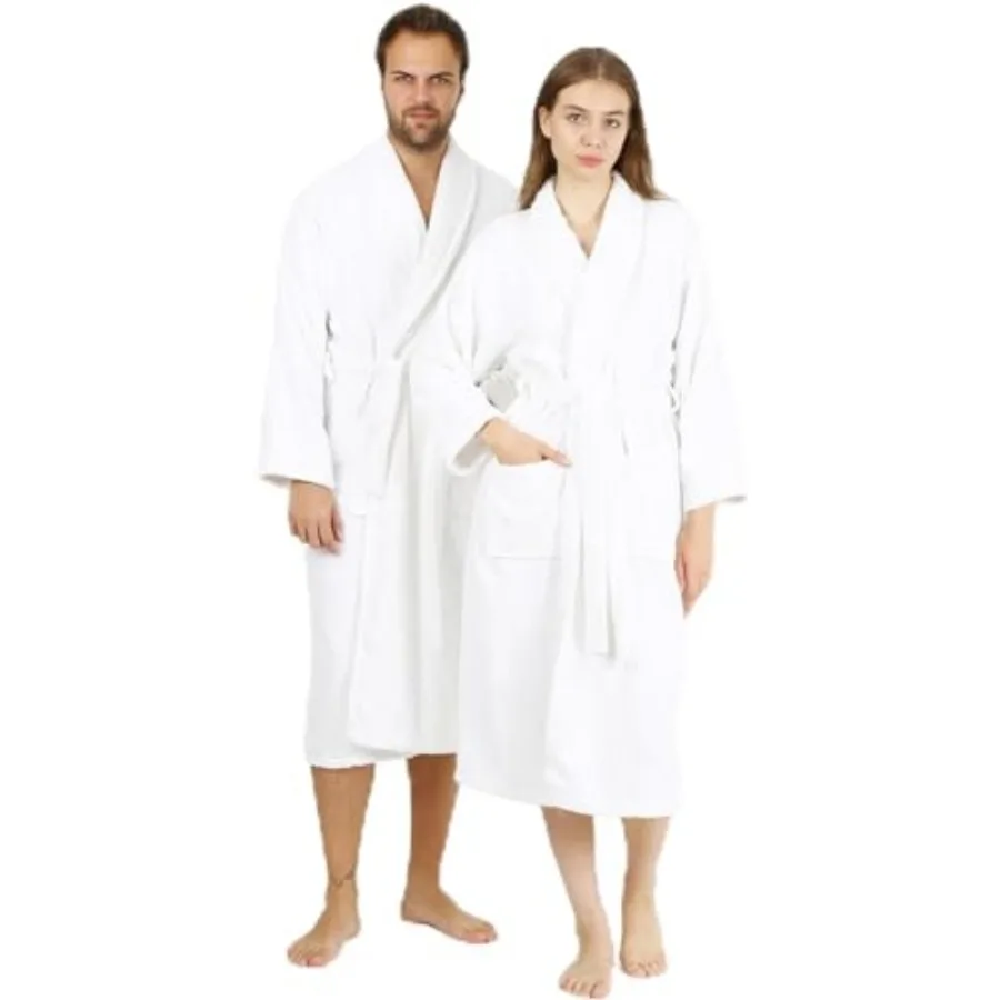 

Luxury Bathrobe for Women and Men, Shawl Collar Spa Bath Robes Terry Cotton Ultra Soft Shower Robe with Pockets