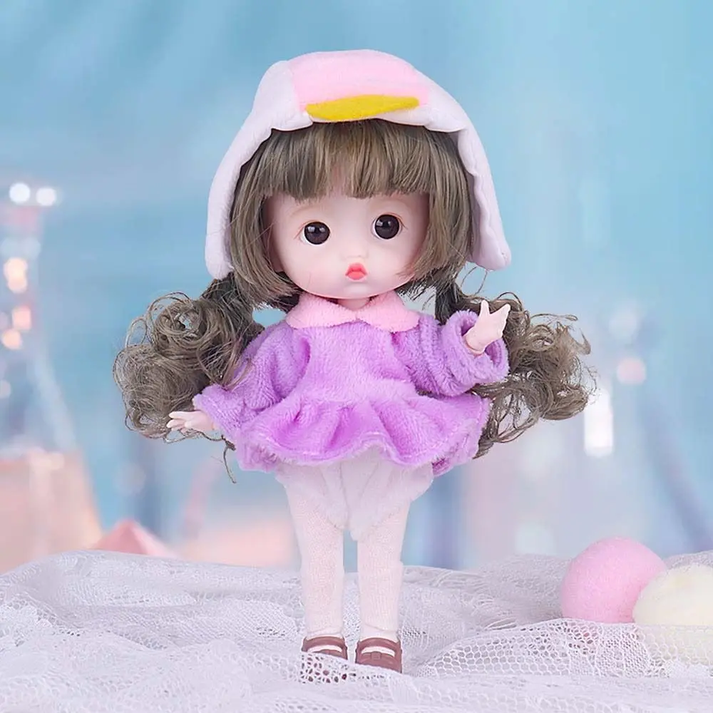 Clothes Movable Joints Princess Doll Munecas Toys Curly Wig 1/12 BJD Doll Figure Action Toys Mini BJD Dolls Pocket Joint Doll