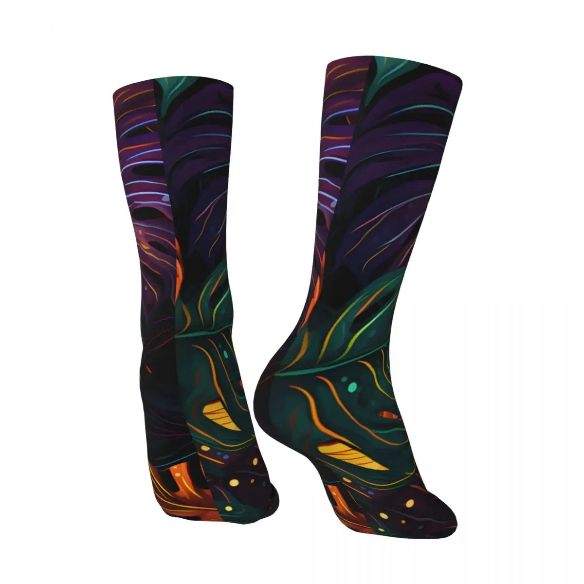 Crazy compression Tropical Leaves Abstract Pattern Sock for Men Harajuku Seamless Pattern Crew Sock Casual