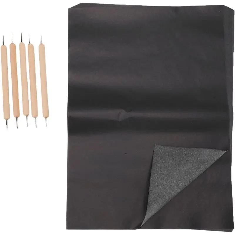 L60A Carbon Paper Sheets(200 Sheets) Black With 5 Stylus Tools For Tracing On Wood Canvas- DIY Woodworking Supplies B