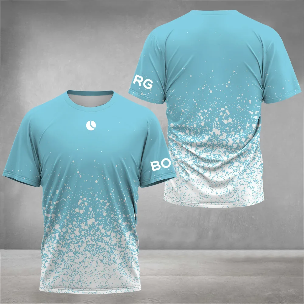 2024 Men's Gradient Color Tennis T-shirt Loose Breathable Badminton Top T-shirt Casual Streetwear Crew Neck Short Sleeve Clothes