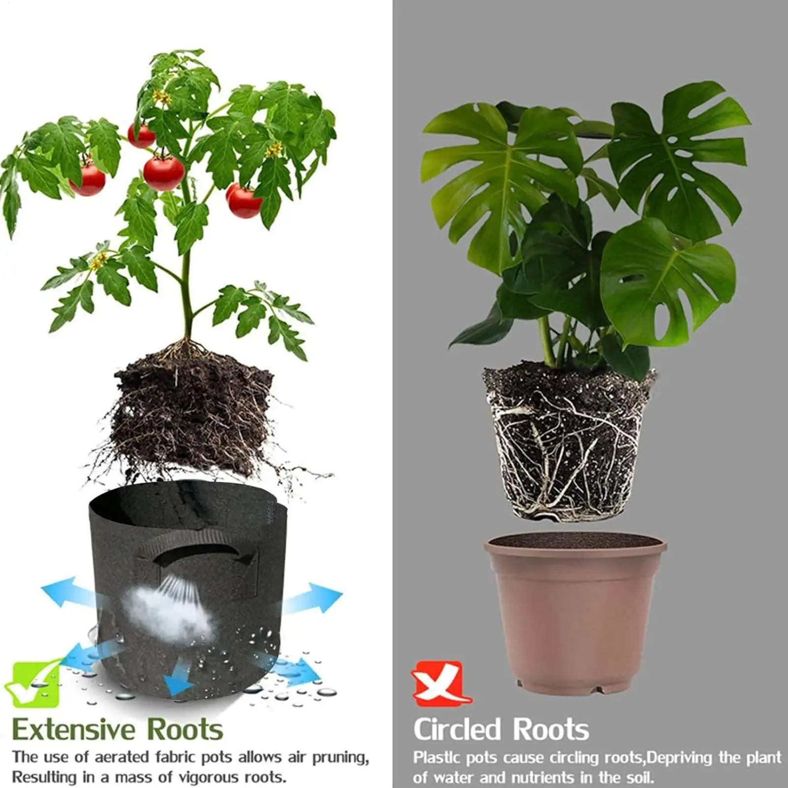 Grow Bags 6 Pieces Outdoor Flower Pots With Handle Potato Grow Bags For Outdoor Patio Balcony Greenhouse Backyard Farm