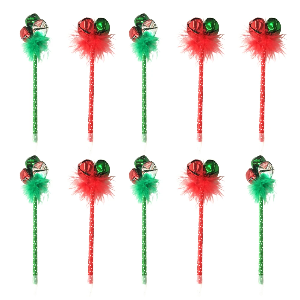 

10 Pcs Ballpoint Pen Jingle Bell Creative Pens Tricolor Writing Christmas
