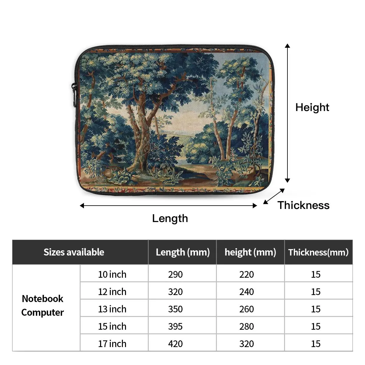 Antique Flemish Notebook Laptop Bag Case Pouch Notebook Sleeve Cover Bag Tablet Shockproof Case Bag