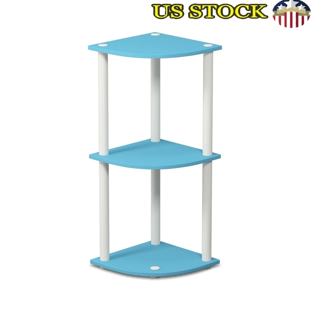 

3-Shelf Corner Bookcase Decorative Storage Unit Open Shelves Living Room Wood Style Durable Composite Wood Vertical Design