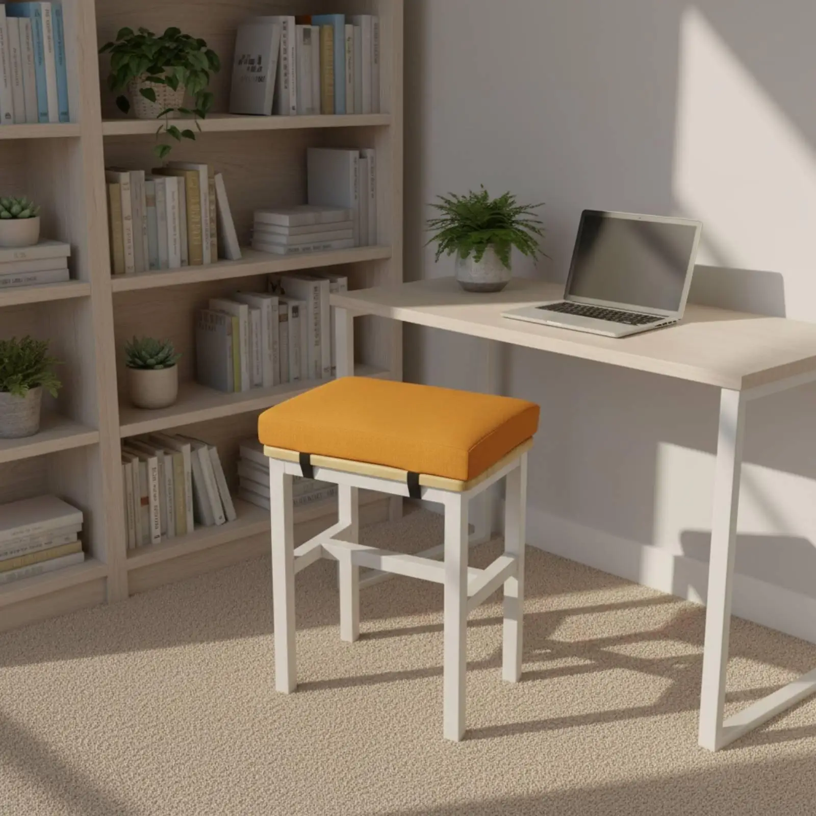 Ergonomic Foam Linen Seat Cushion Secure Straps Chair Pad for Office Terrace Bedroom Classroom Thick Support