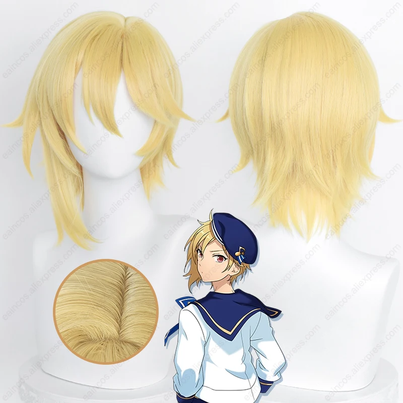 

ES Nazuna Nito Cosplay Wig 40cm Golden Short Wigs Heat Resistant Synthetic Hair Simulated Scalp Wigs