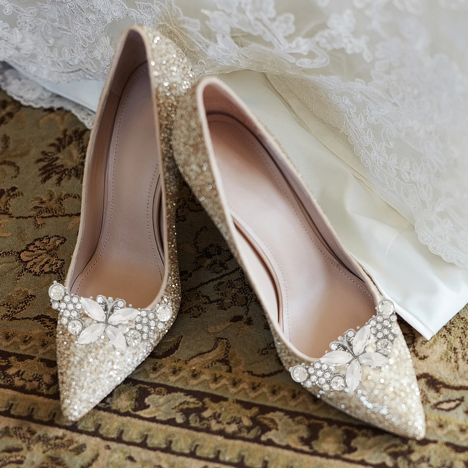 

1 Pair Women'S Shoe Clips Butterfly Shaped High Heel Buckle Bridal Wedding Decoration Sparkly Artificial Crystal Bridesmaid