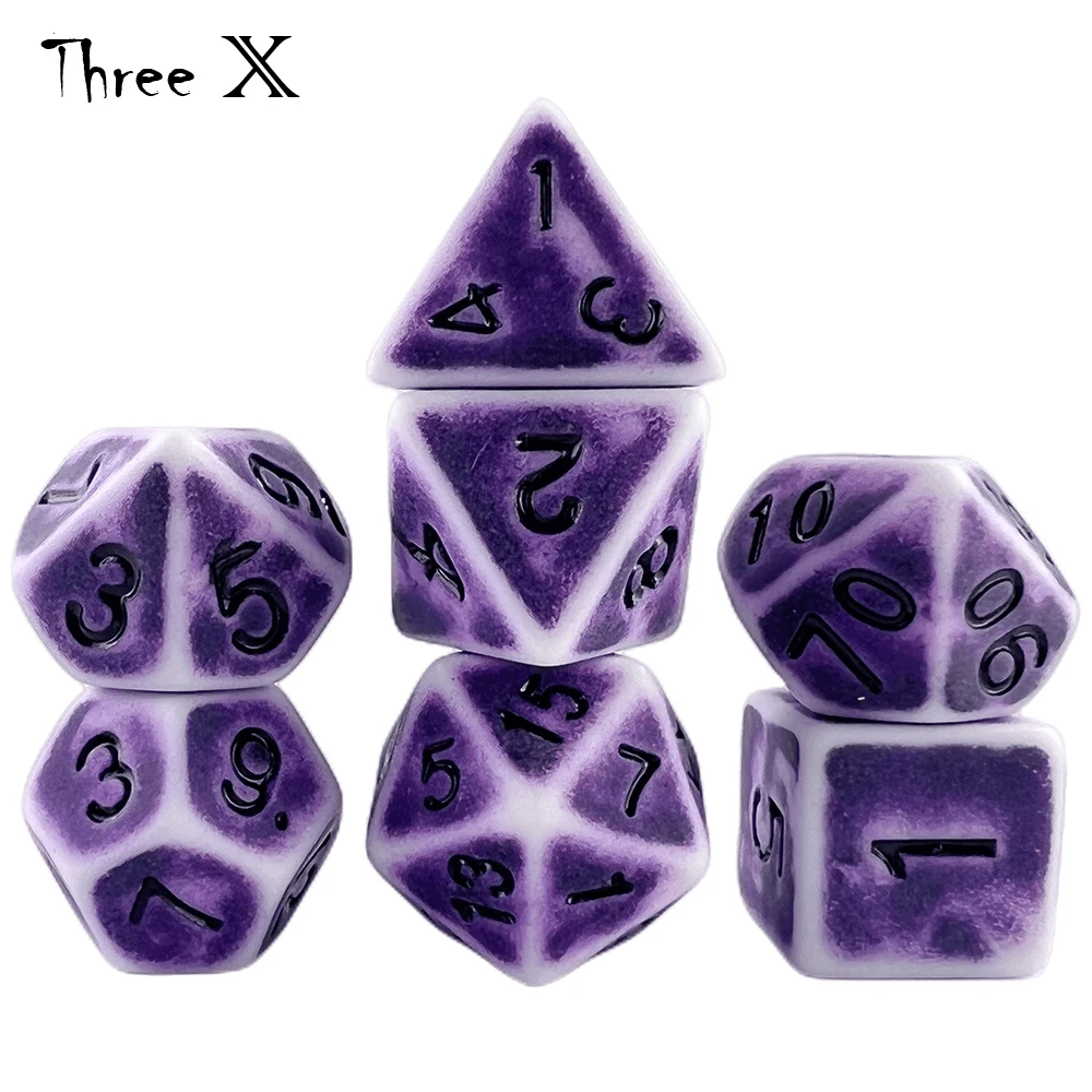 Retro Effect Dice Set 7Pcs/Set +  Bag Polyhedral TRPG DNDGame Rpg Games for Opaque D4-D20 Multi Sides Board Game