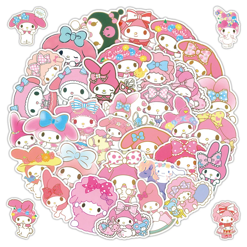 

42pcs Pink Melody Cartoon Cute Graffiti Stickers Waterproof Decals Stickers For Laptop Phone Thermos Ipad Diy Stickers Toys Gift