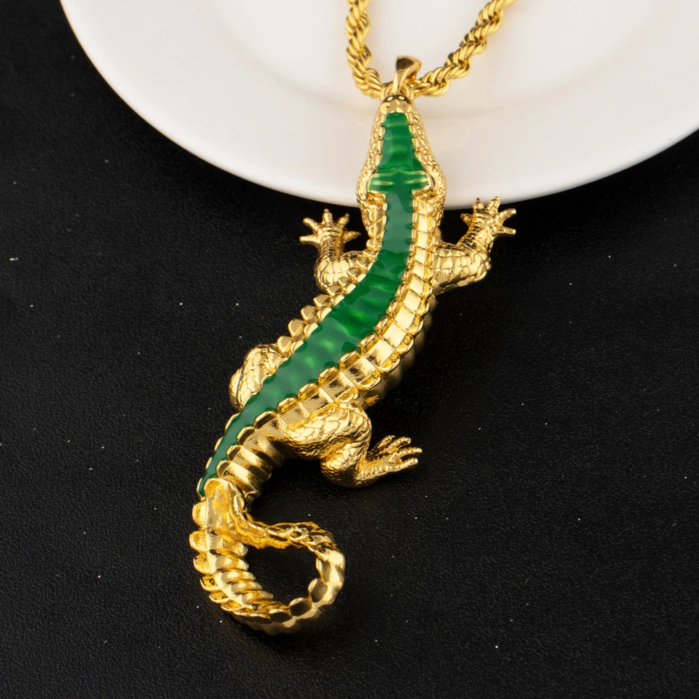 Dubai vergoldetes unbesiegbares Krokodil-Halsketten- und Ohrring-Set für Frauen, afrikanischer edler Stil, Design-Schmuck, Party-Geschenk – Detail 10