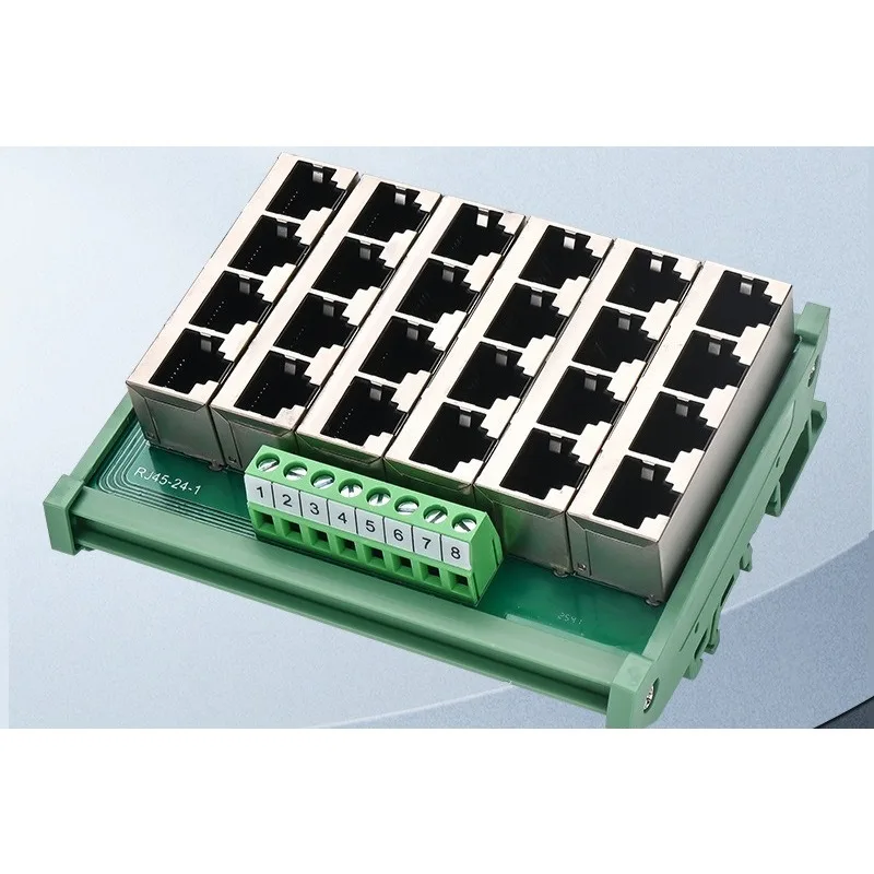 RJ45 Terminal Block Module Din Rail Mount RS485 Splitter Hub Ethernet Port Terminal Adapter