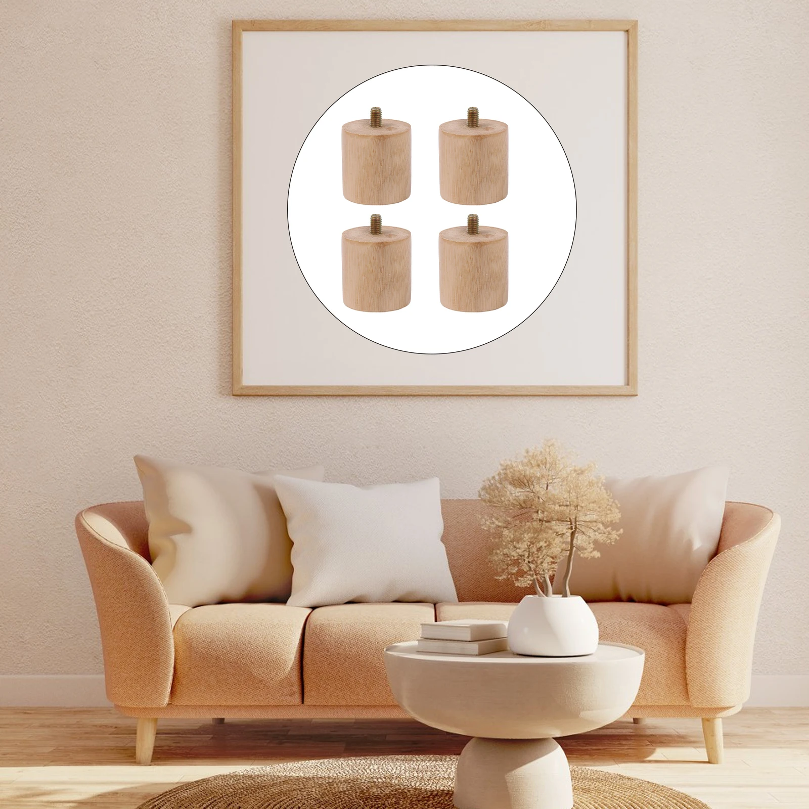 4 Pcs Natural Wood Sofa Part DIY Furniture Feet 5/16
