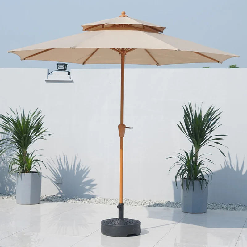 Sun Umbrella Camping Stall Garden Sunscreen Central Pillar  Hand Crank Leisure Beach