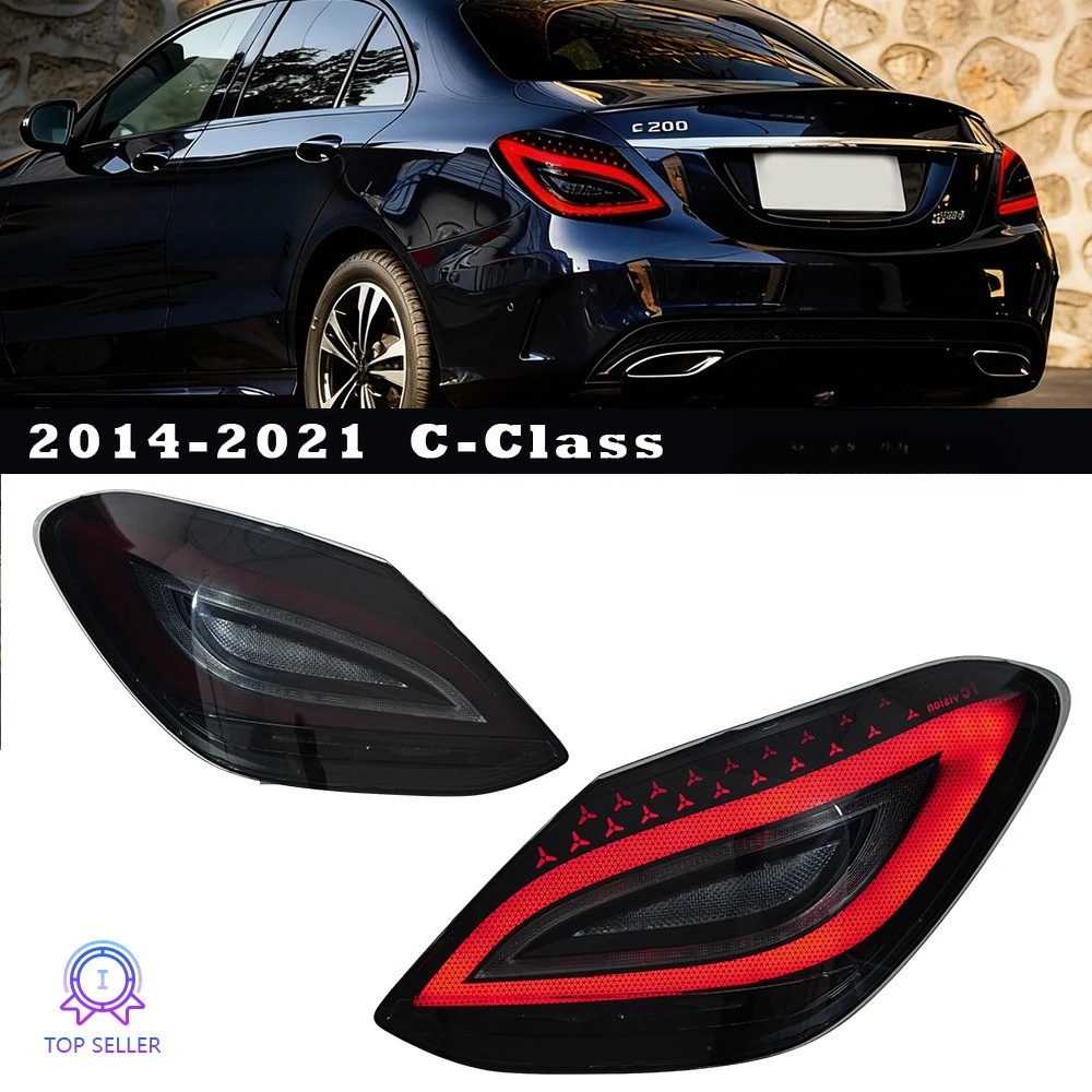 For Mercedes C-Class W205 Tail Lights 14-21, CLS Style Devil Eye Rear Lamps, LED Upgrade, Car Accessories