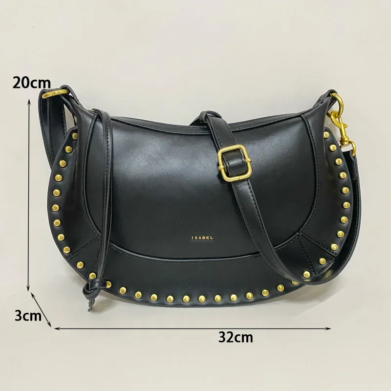 كيس à bandoulière noir riveté pour femmes، حمالات صدر sac sous les، تصميم de luxe retrro pour dames، مجموعة جديدة 2025