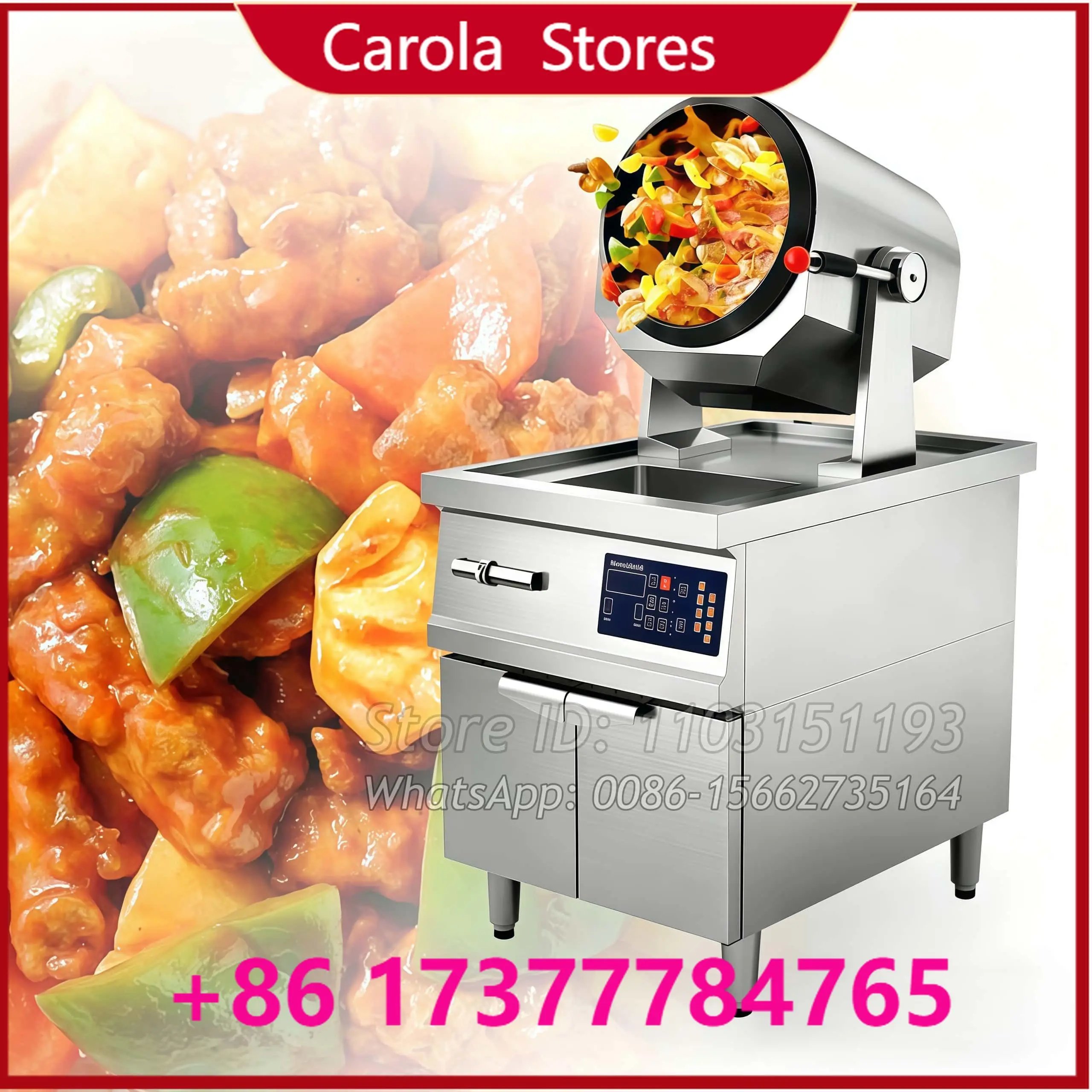 Large Capacity Automatic Stir Fry Machine Commercial Kitchen Equipment Robot Cooking Wok Rotating Robot Fried Cooker