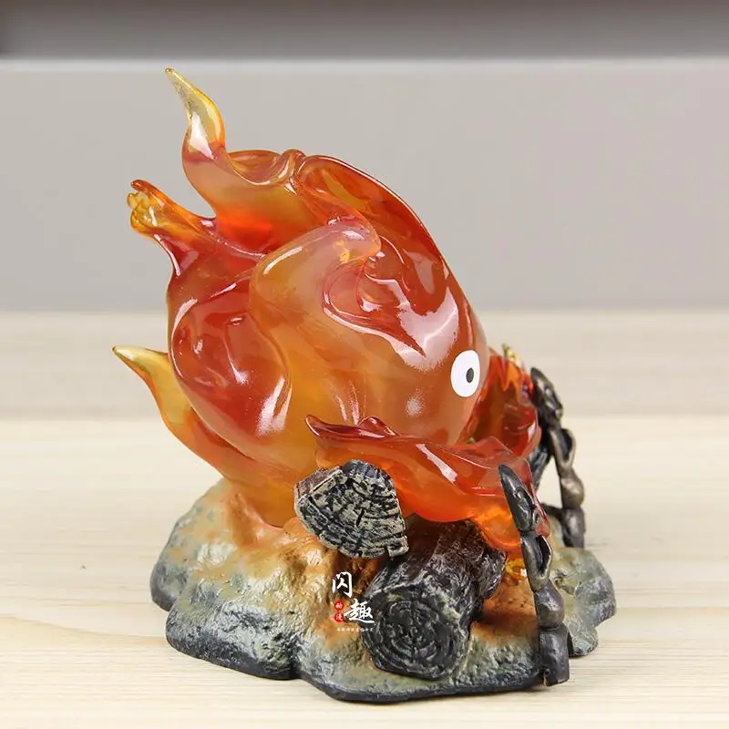 Cartoon Calcifer Objects Lamp Cartoon Anime Candle Action Figure Statue Model Doll Toys Collection Desktop Ornament kids gift