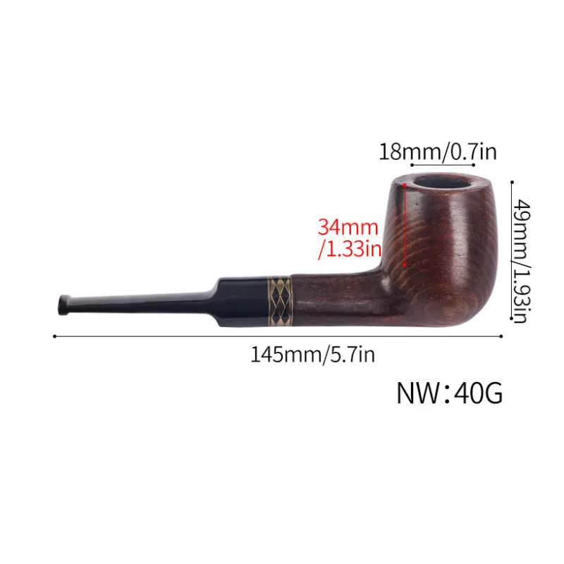 Beech Wood 9mm Filter Pipe For Cut Tobacco Bent Type Handle Handmade Smoking Pipe With Accessory Retro Gentleman Father\'s Gift