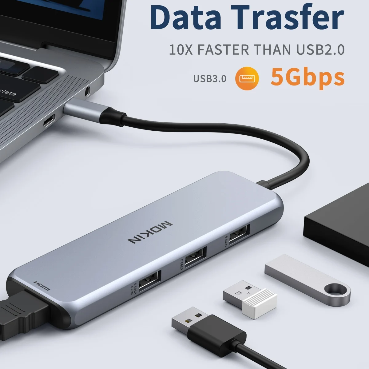 Stacja dokująca USB C MOKiN 9 w 1: 2 DP + HDMI Rozszerzenie na 3 ekrany, USB 3.0/3.1, SD/TF, RJ45 dla MacBook iPad Laptop 4K 60HZ