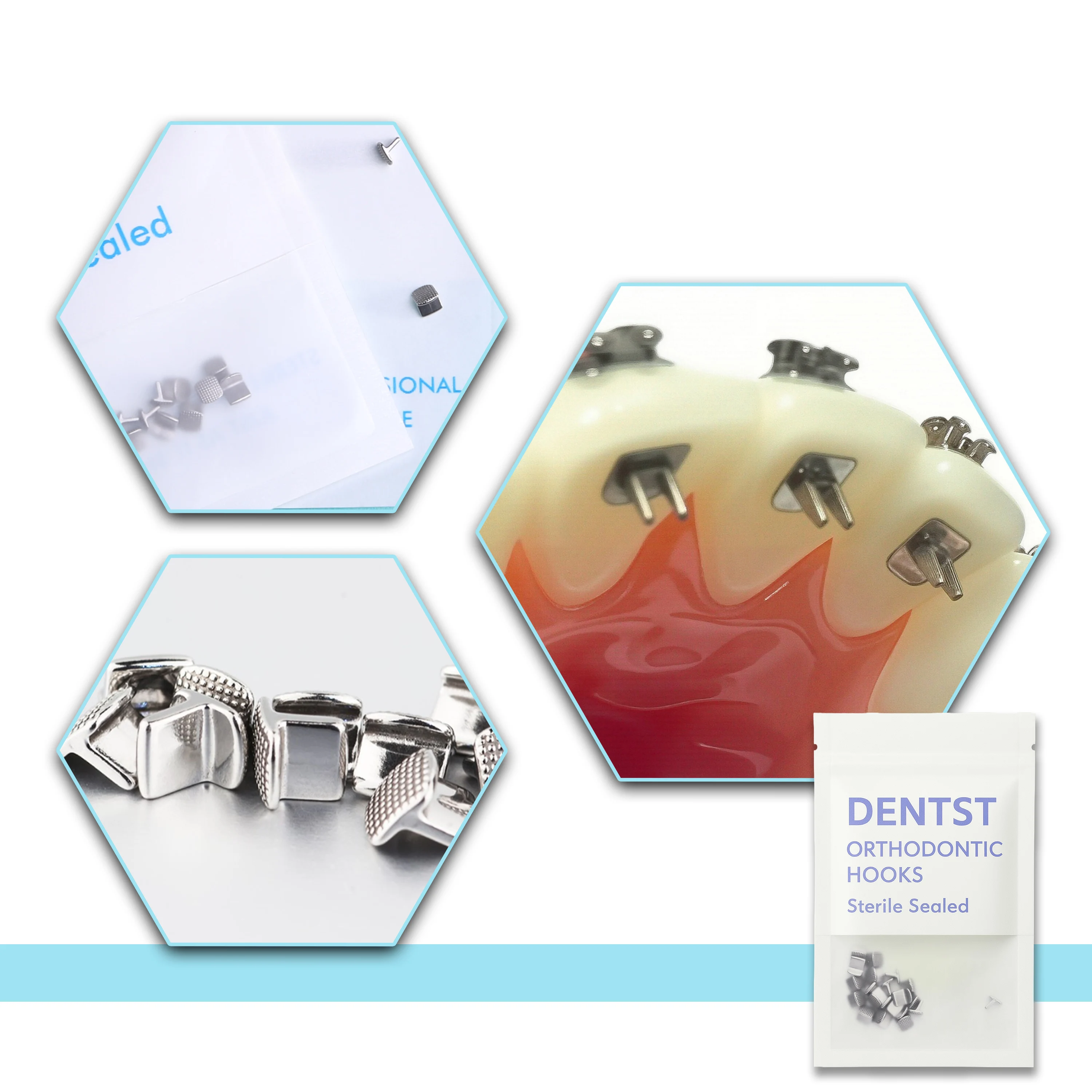 20PCS Dental Orthodontic Lingual Buttons-Bondable Round Mesh Base Composite Clear Ceramic Hook Dentistry Accessories Materials