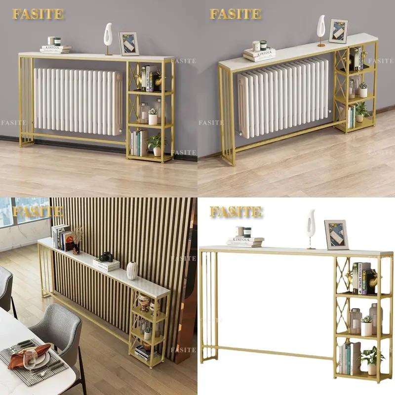 For Living Room Floor to Ceiling Radiator Cover Shelf Wrought Iron Slate Partition Wall Mounted Storage Rack Home Decor