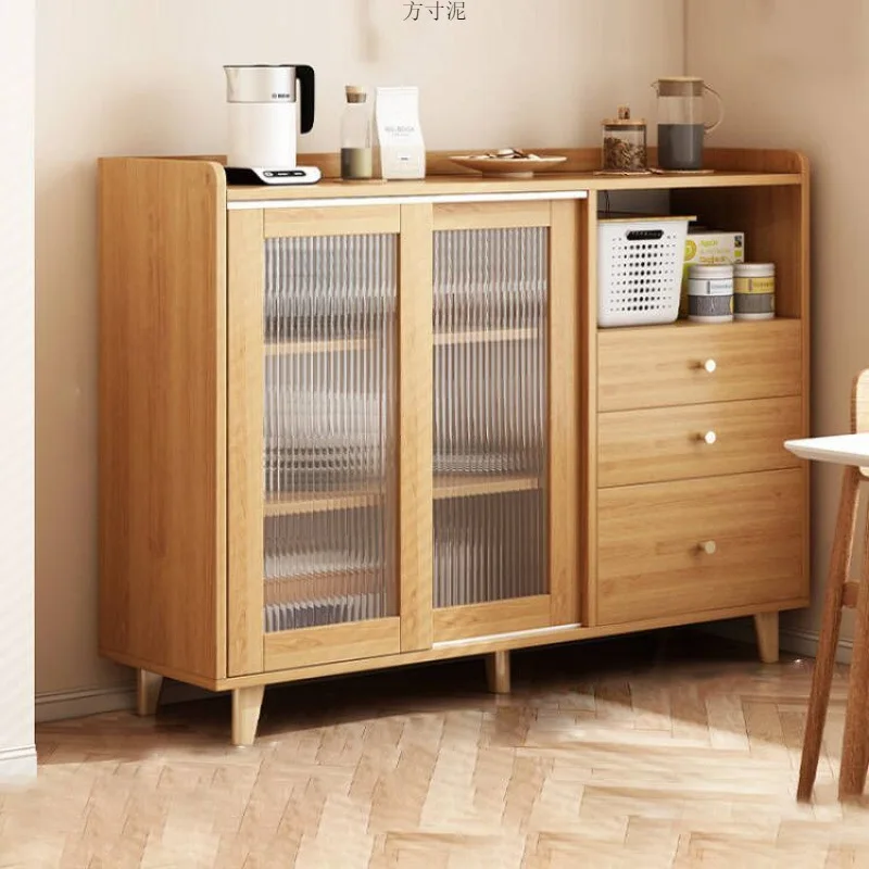 

Solid Wood Color Dining Side Cabinet, Living Room Against The Wall Storage Cabinet, Tea Cabinet, Nordic Storage, Kitchen Storage