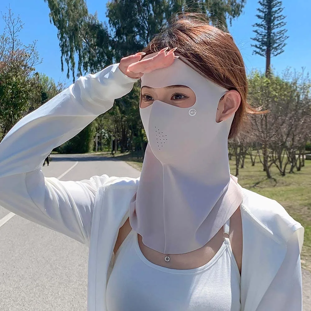 

Traceless UPF50+ Sunscreen Mask Breathable Small Hole UV Protection Mask Windproof Solid Color Face Sun Protection Beach