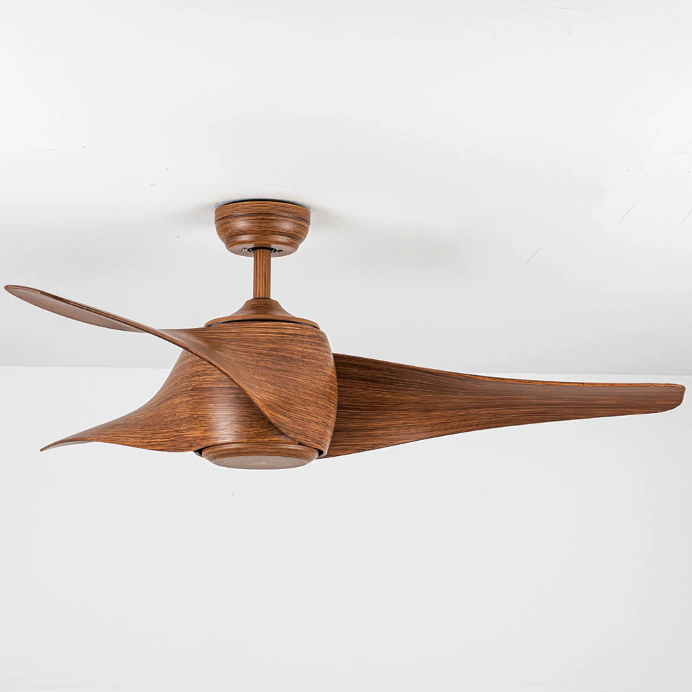 Deluxe 52 Inch Walnut 3 Paddle Blade 230V Energy Saving Copper Inverter DC Motor LED Light Ceiling Fan Without Light