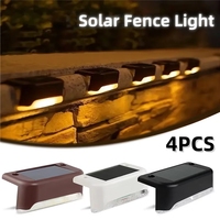 4Pcs Solar Fence Light Outdoor Waterproof LED Stair Lights Garden Decorate Lamp For Yard Deck Patio Railing Pathway Lighting