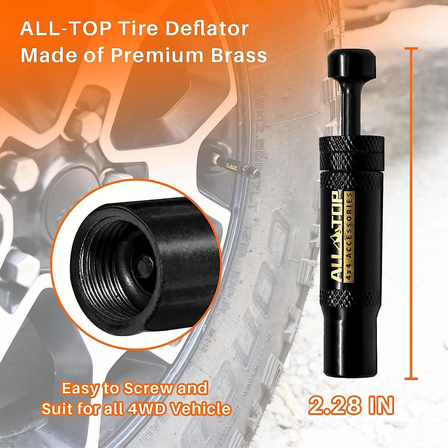 Imagem -02 - Auto-stop Tire Deflator Valve Kit Screw-on Pneu Air Down Tool Veículos Motocicleta Offroad 4x4 Conjunto de Ferramentas 1030 Psi Pcs