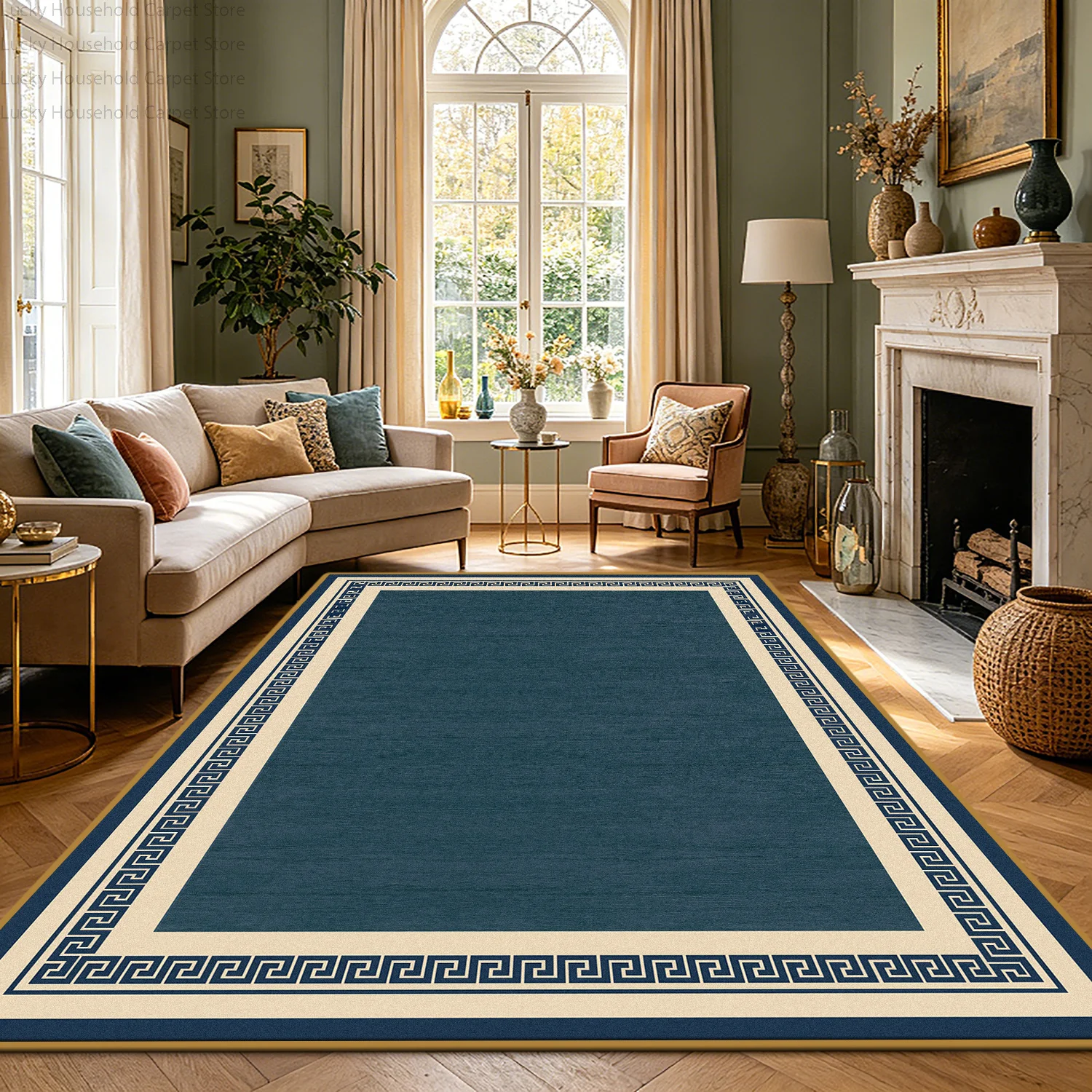 Luxury Solid Bordered Carpet Modern Minimalism Living Room Decoration Home Large Area Rugs Non-slip Washable Bedroom Lounge Mat